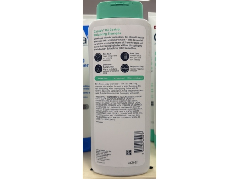 CeraVe Oil Control Balancing Shampoo, 12 fl oz/355 mL