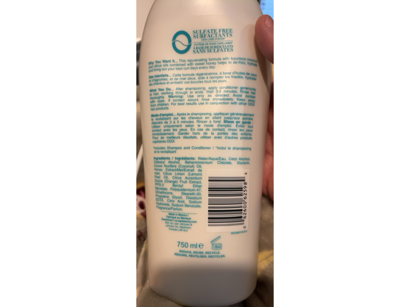 Ogx Quenching + Coconut Curls Conditioner, 25.4 fl oz/750mL