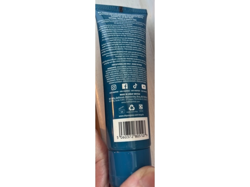 Dr. Pawpaw Age Renewal Nourishing Hand Cream, Orange & Mango Fragrance, 1.7 fl oz/50 mL
