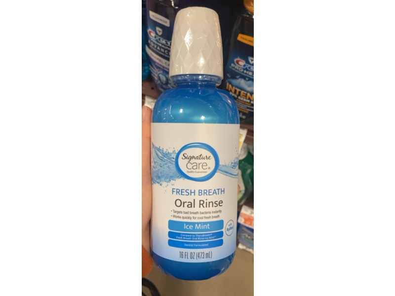 Signature Care Fresh Breath Oral Rinse, Ice Mint, 16 fl oz/473 mL