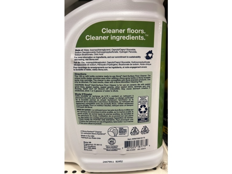 Bona Hard-Surface Floor Cleaner, 128 fl oz/3.78 L, 4 Pack