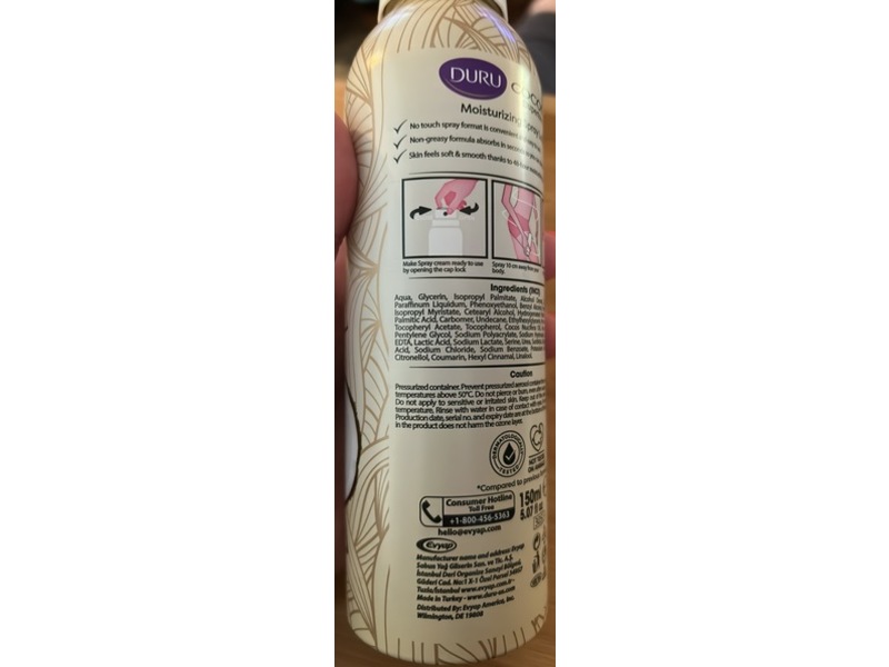 Duru Moisturizing Spray Lotion, Coconut Superfood Oil, 8.07 fl oz/150 mL