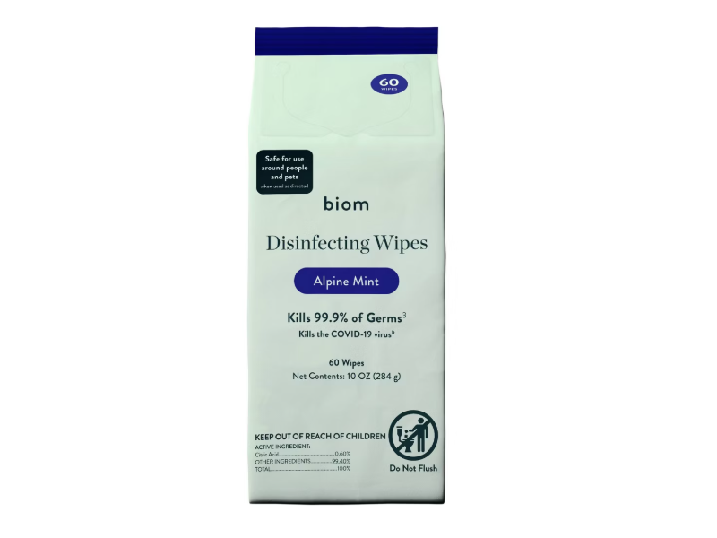 Biom Disinfecting Wipes, Alpine Mint, 10 oz/284 g, 60 Count