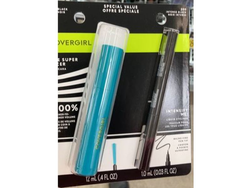 Covergirl The Super Sizer Mascara And Intensify Me! Eye Liner, Very Black 800 And Intense Black 300, 0.43 fl oz / 13 mL