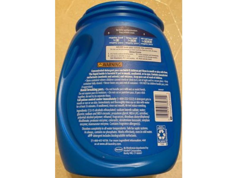 All With Stainlifters 4 In 1 Mightypacs Laundry Detergent with Oxi, 42.3 oz/1.20 kg, 60 Count