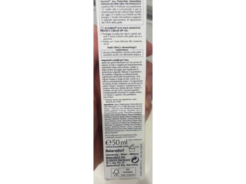 Eucerin Sun Protection Face Sun Creme, SPF 50+, 50 mL