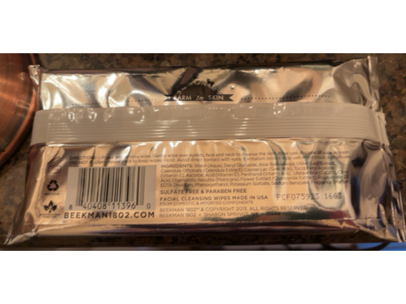 Beekman 1802 Facial Cleansing Wipes, Vanilla Absolute, 6 oz/170 g, Pack Of 2