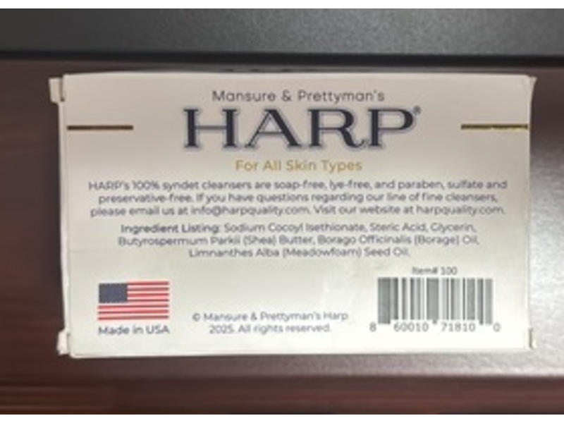 Harp Daily Cleansing Bar, Fragrance Free, 5 oz/142 g