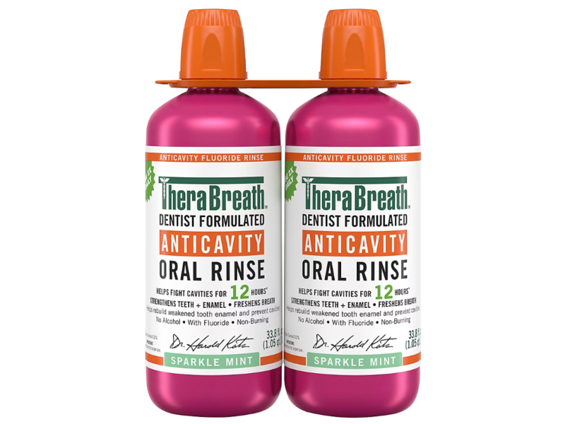 Thera Breath Anticavity Oral Rinse, Sparkle Mint, 33.8 fl oz, Pack Of 2