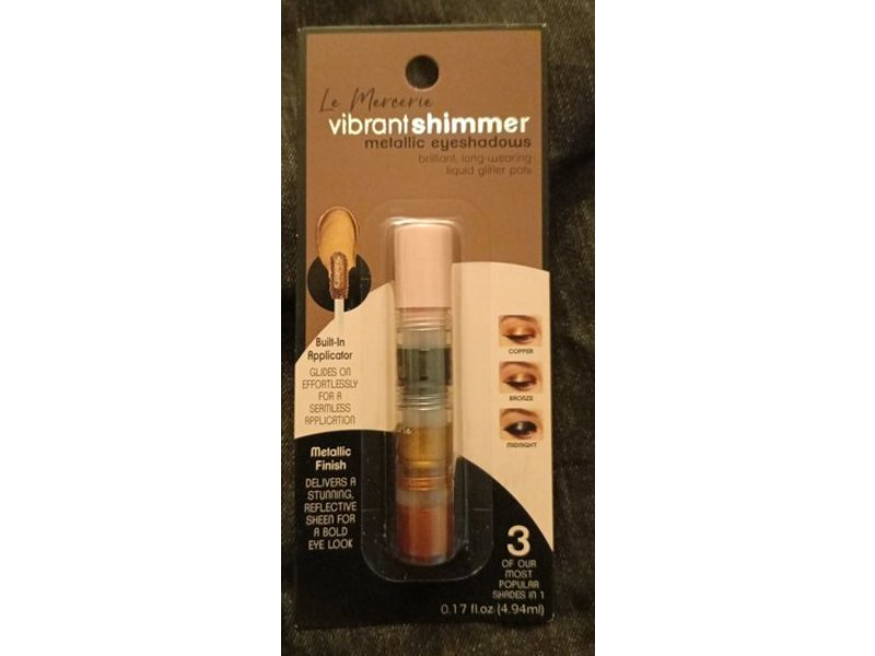 Le Mercerie Vibrant Shimmer Metallic Eyeshadows, Copper + Bronze + Midnight, 0.17 fl oz/4.94 mL