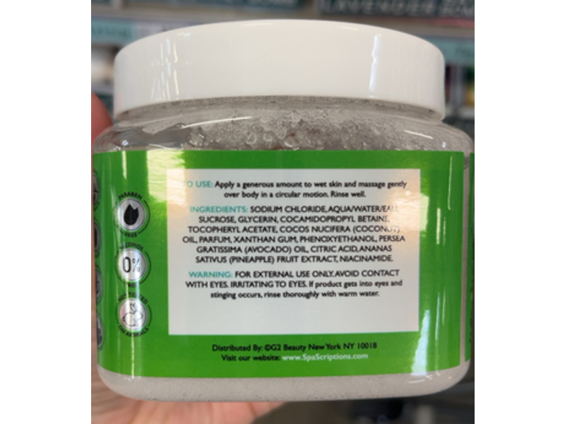 Spascriptions Cleansing Sweet Coconut Salt Scrub, Niacinamide & Pineapple, 21 oz/600 g