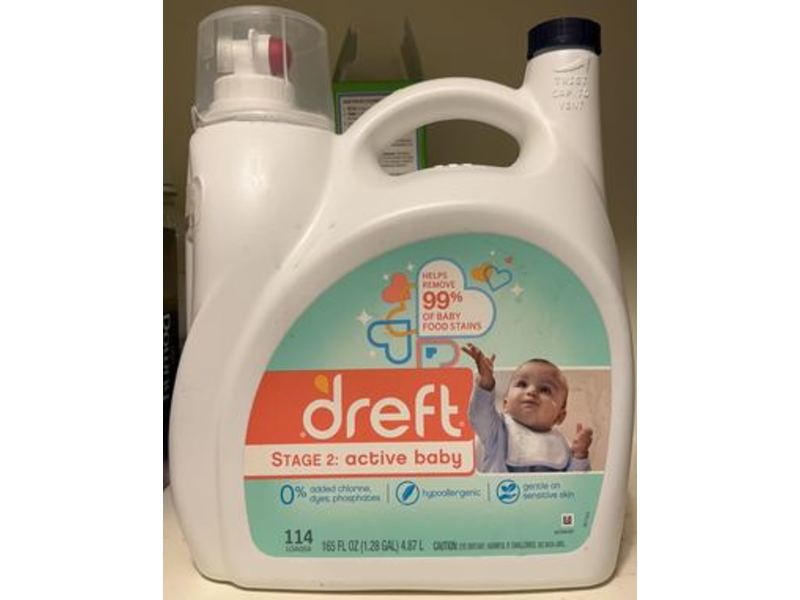 Dreft Stage 2: Active Baby Liquid Laundry Detergent, 114 Loads, 165 fl oz/4.87 L