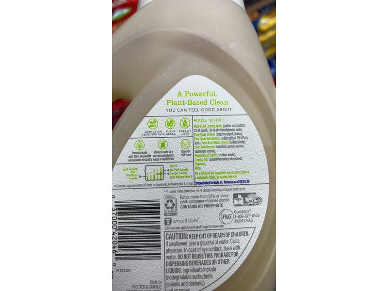 Tide Purclean Liquid Laundry Detergent, Honey Lavender, 46 fl oz/1.36 L, 2 Count