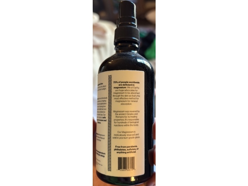 Earthy Topical Magnesium Oil Spray, Magnesium Chloride, 3.5 fl oz/100 mL