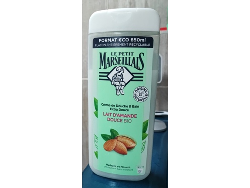 Le Petit Marseiliais Shower Cream, Sweet Almond Milk, 650 mL