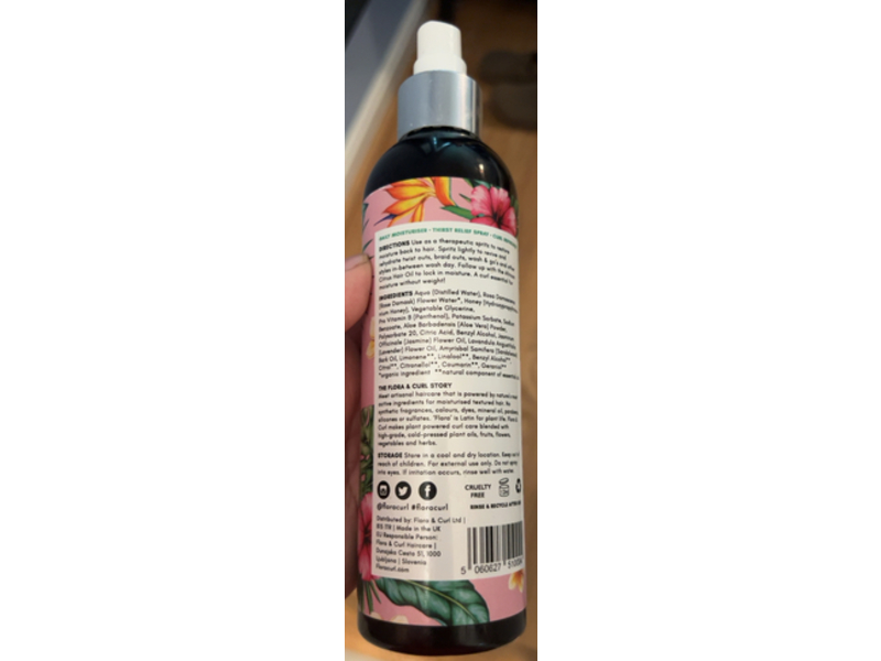 Flora & Curl Hydrate Me Floral Hydrating Hair Mist, Jasmine Oasis, 8.5 fl oz/250 mL