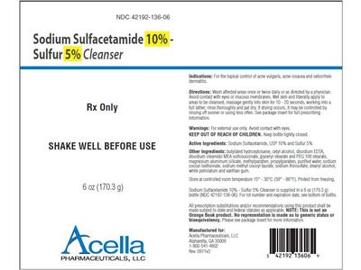 Sodium Sulfacetamide10% Sulfur 5% Cleanser, 6 oz/170.3 g Acella Pharmaceuticals (RX)