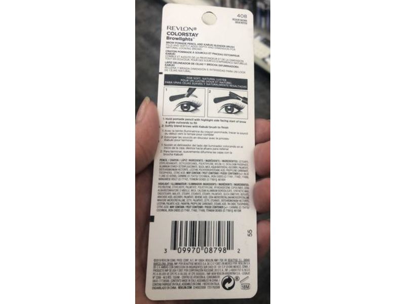 Revlon Colorstay Browlights Pomade Pencil, 408 Medium Brown, 0.038 oz/1.1 g