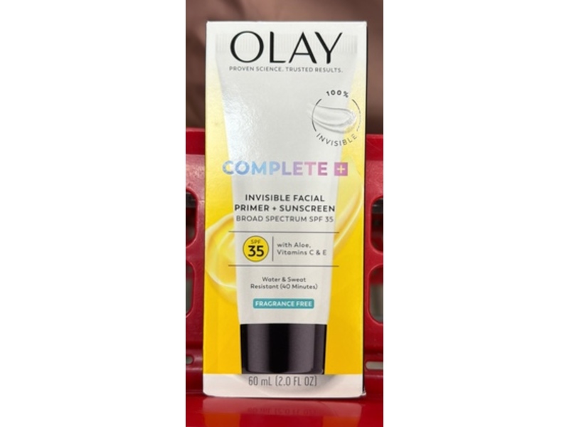 Olay Complete + Invisible Facial Primer + Sunscreen, SPF 35, Fragrance Free, 2 fl oz/60 mL