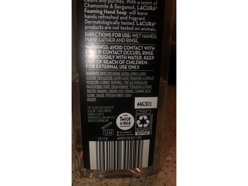 Lacura Wellness Collection Foaming Hand Soap, Chamomile & Bergamot, 10.14 fl oz/300 mL