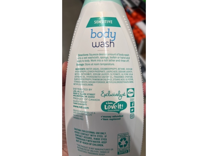 Cien By Lidl Body Wash, Sensitive, 22 fl oz/650 mL
