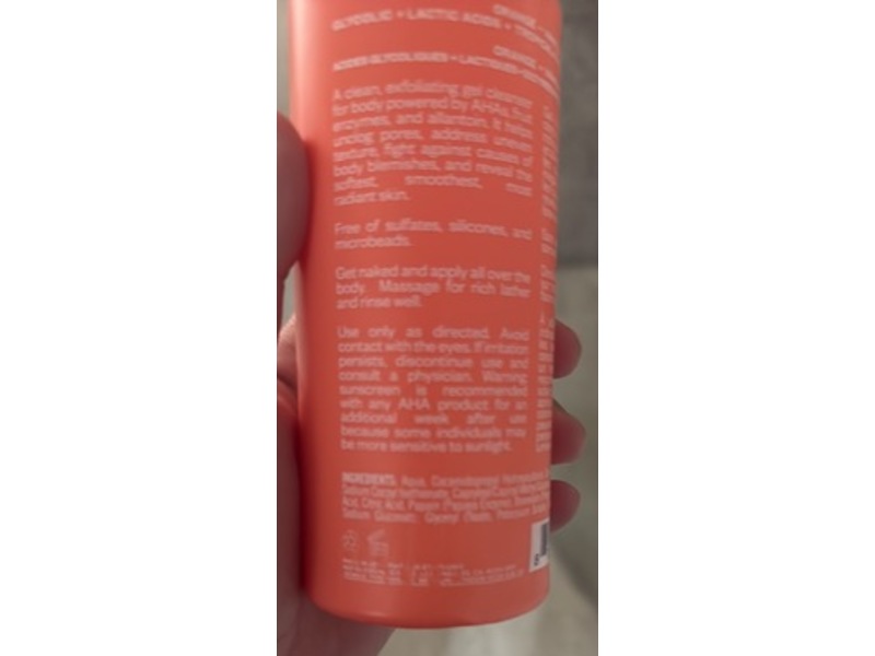 Kosas Kosasport Good Body Skin Exfoliating Body Wash, Juicy Clean, AHA + Enzyme, 9 fl oz/275 mL