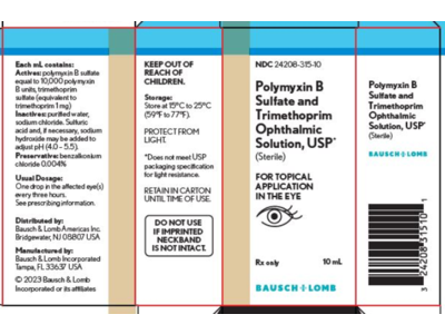 Polymyxin B Sulfate and Trimethoprim Ophthalmic Solution, USP, 10 mL, Bausch & Lomb (RX)