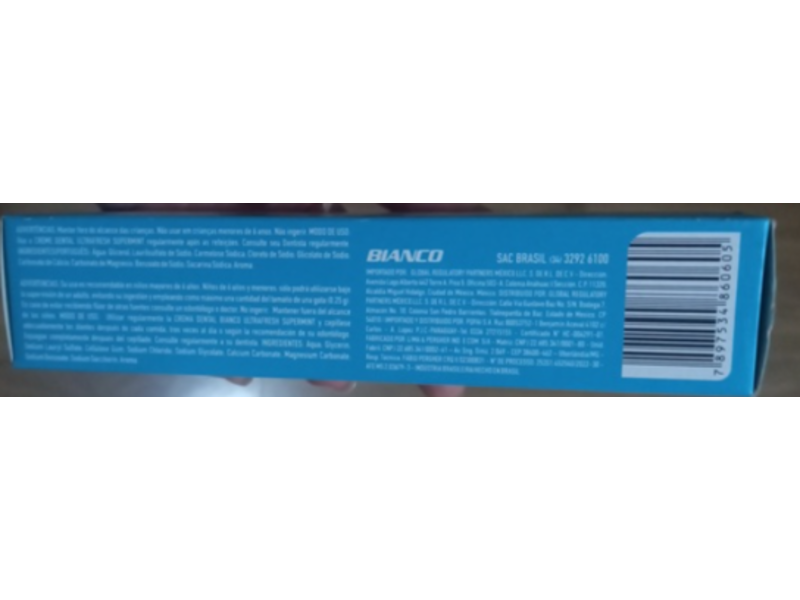 Bianco Ultrafresh Toothpaste, Supermint, 70 g