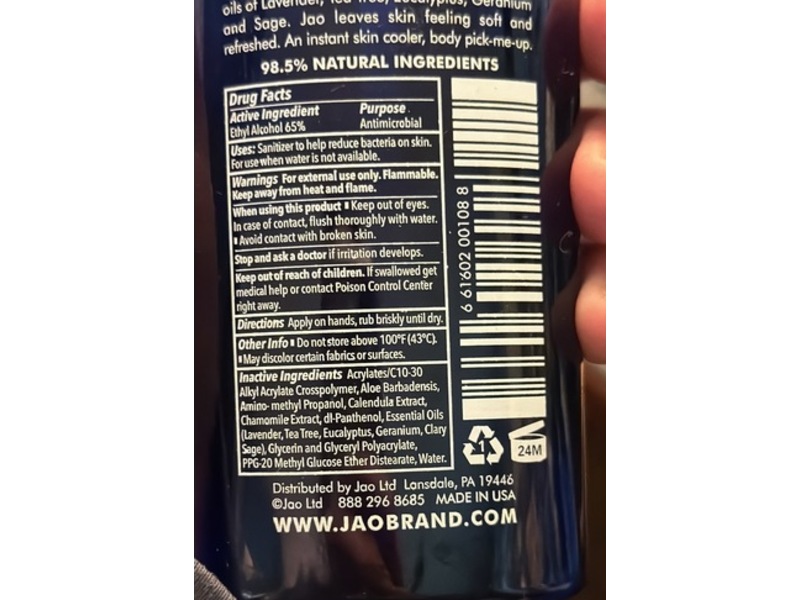 Jao Refresher Multipurpose Sanitizer, 8 fl oz/236 mL