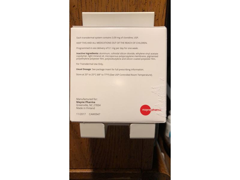 Clonidine Transdermal System USP, 0.1 mg/day, Mayne Pharma (RX)