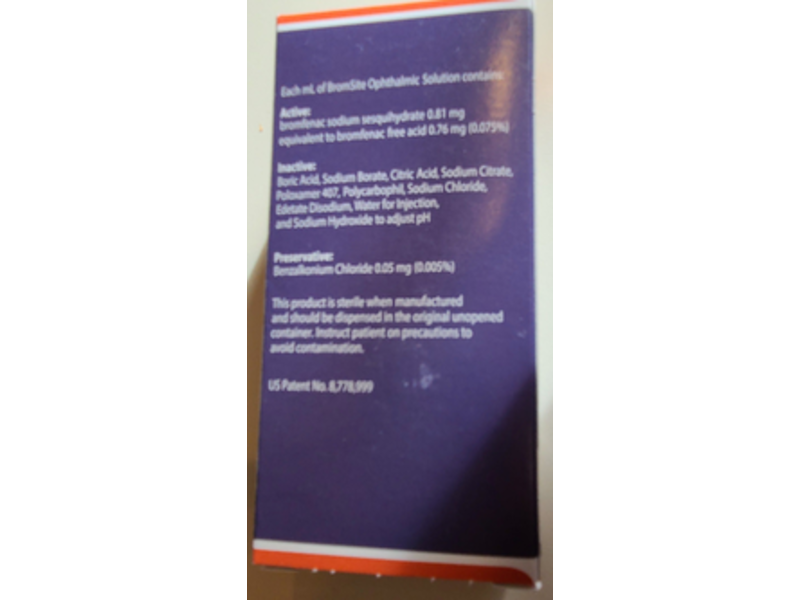 BromSite (bromfenac ophthalmic solution) Sterile, 0.075% 2.5 mL, Sun Pharma (RX)