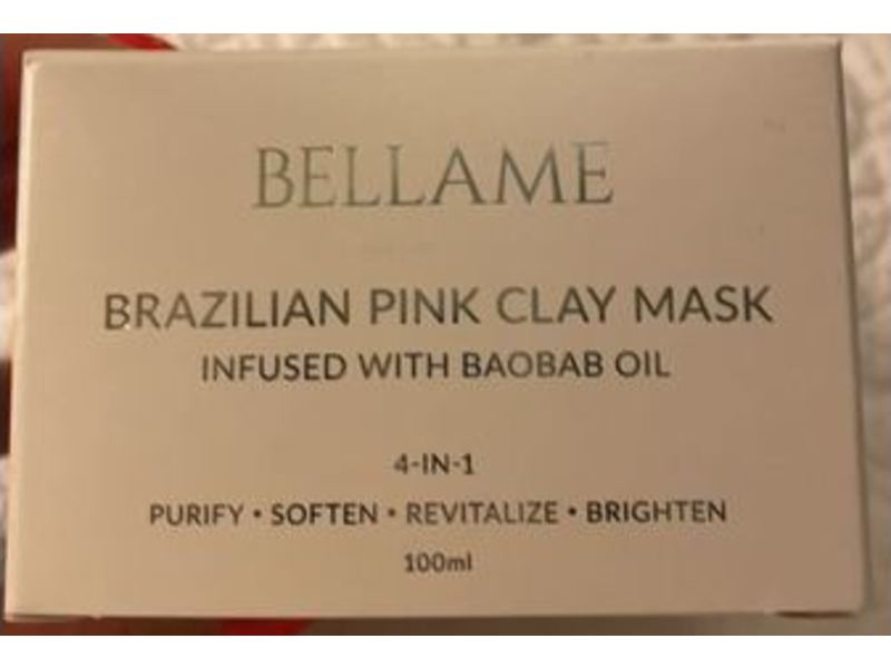 Bellame 4 In 1 Brazilian Pink Clay Mask, Baobab Oil, 100 mL
