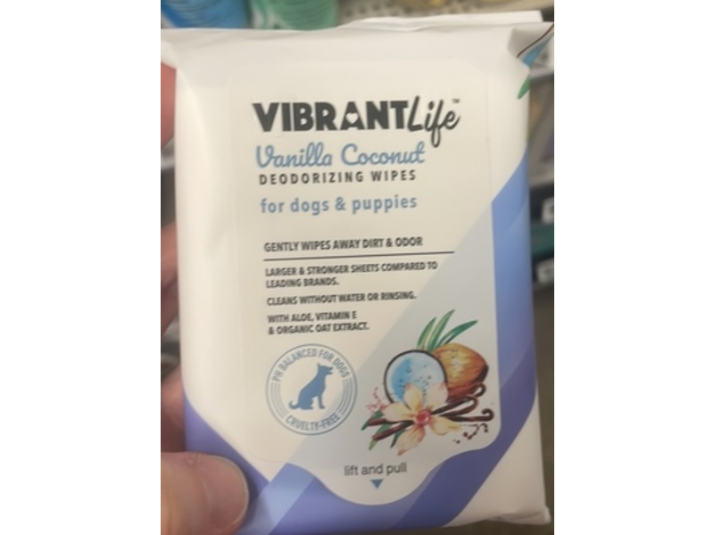 Vibrant Life Deodorizing Wipes, Vanilla Coconut, 20 Count