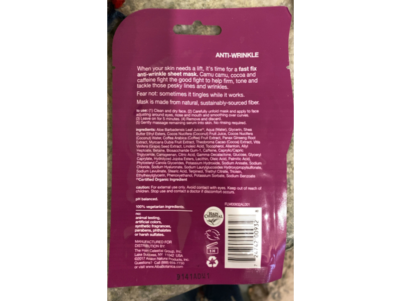 Alba Botanica Fast Fix Camu Camu Anti-Wrinkle Sheet Mask