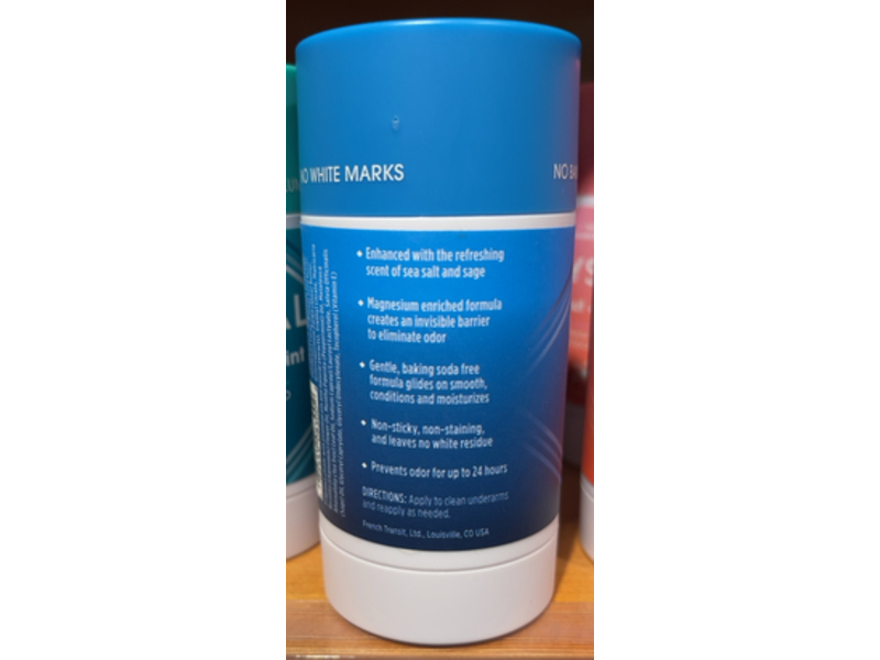 Crystal Magnesium Enriched Deodorant, Sea Salt + Sage, 2.5 oz/70 g