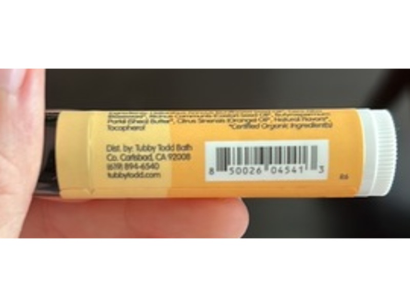 Tubby Todd Lip Balm, Orange + Vanilla, 0.15 oz/4.2 g