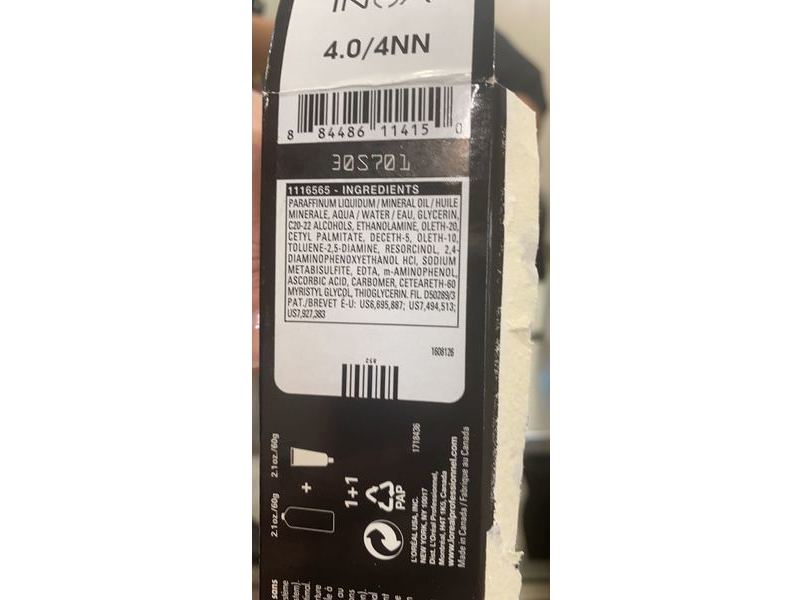 L'Oreal Inoa Permanent Hair Color, 4.0/4NN, 2.1 oz/60 g