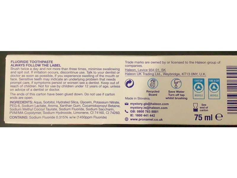 Sensodyne Pronamel Active Enamel Shield Whitening Toothpaste, Cool Mint, 75 mL