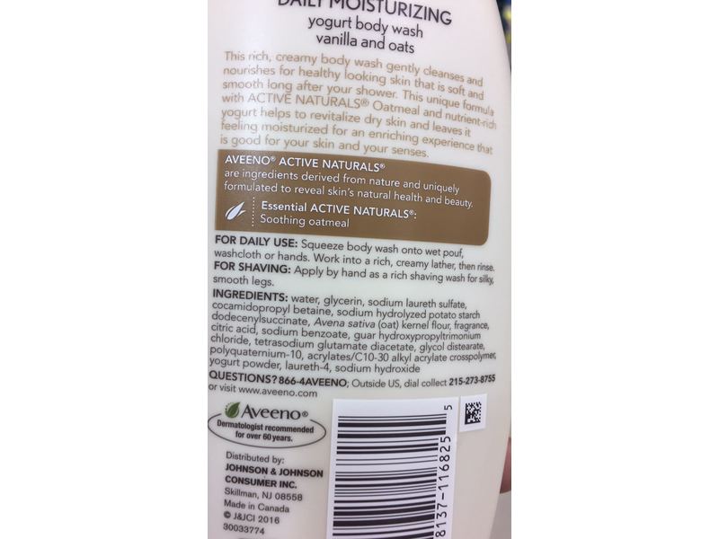 Aveeno Daily Moisturizing Yogurt Body Wash, 18 fl oz/532 mL