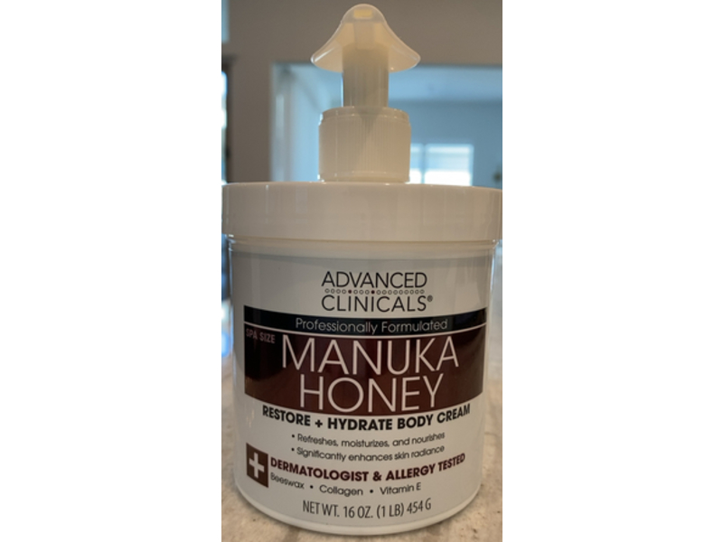 Advanced Clinicals Restore + Hydrate Body Cream, Manuka Honey, 16 oz/454 g