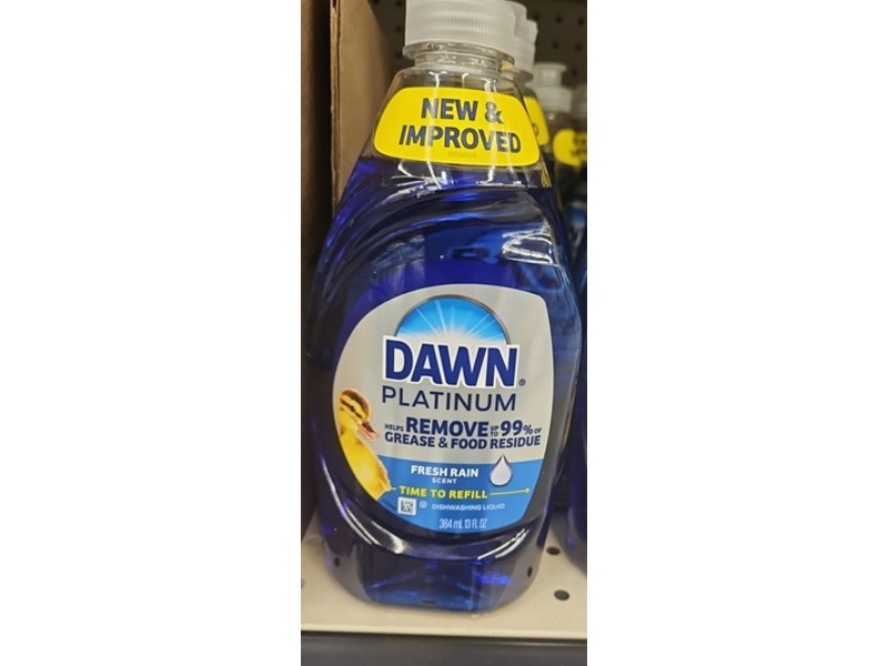 Dawn Platinum Dishwashing Liquid, Fresh Rain Scent, 13 fl oz/384 mL