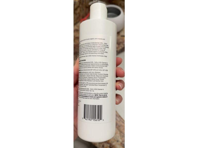 Sodium Sulfacetamide 9.8%-Sulfur 4.8%Cleanser, 12 fl oz, Acella (Rx)