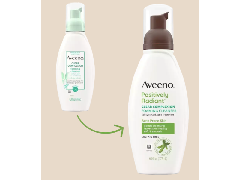 Aveeno Clear Complexion Foaming Cleanser, 6.0 fl oz/177 mL.