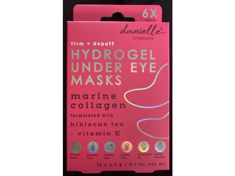 Danielle Creations Firm + Depuff Hydrogel Under Eye Masks, Marine Collagen, 0.1 oz/2.7 g, 6 Pairs