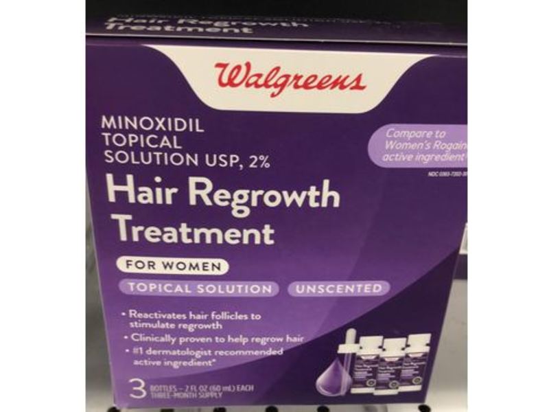 Walgreens Hair Regrowth Treatment For Women, Unscented, 2 fl oz/60 mL, 3 Count