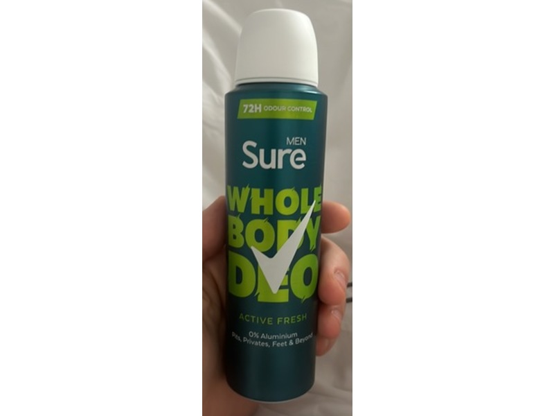 Sure Whole Body Deodorant, Active Fresh, 150 mL