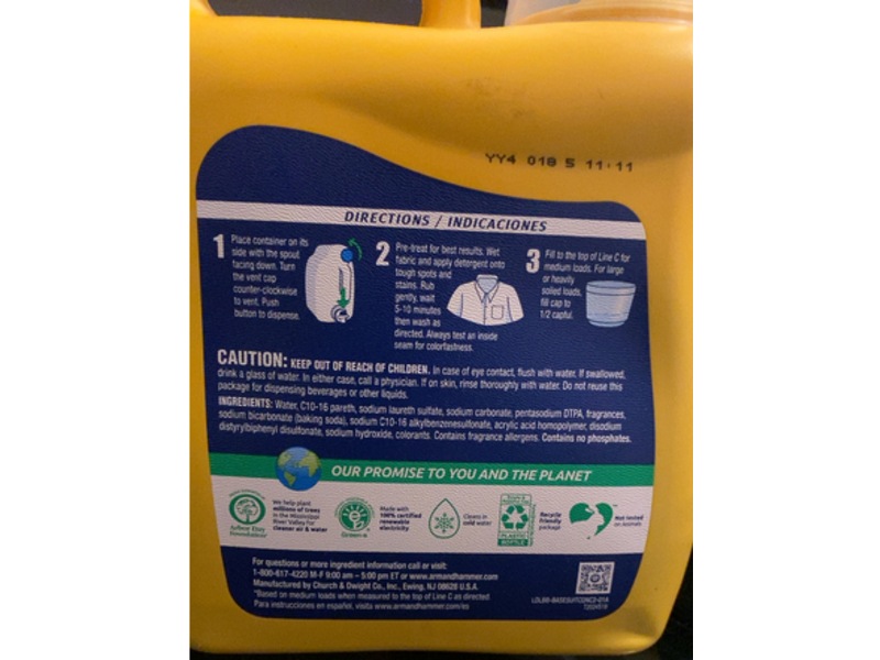 Arm & Hammer Liquid Laundry Detergent, Clean Burst, 140 fl oz/4.14 L, 140 Count