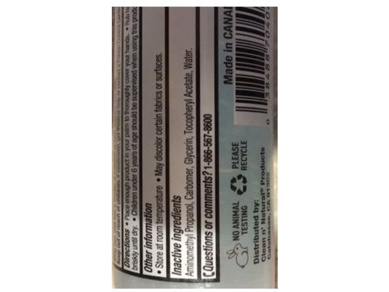 Clean N Natural Hand Sanitizer Alcohol Based Formula, 2fl oz/59 mL