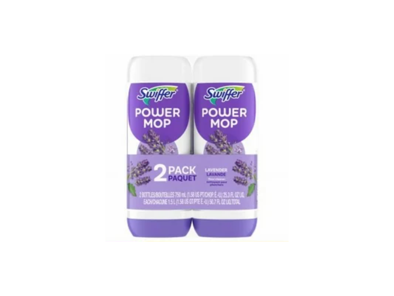 Swiffer Power Mop Floor Cleaning Solution, Lavender, 25.3 fl oz/750 mL, Pack Of 2