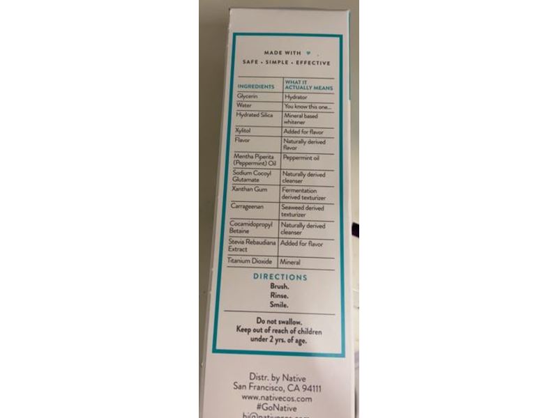 Native Whitening Toothpaste, Wild Mint, 4.1 oz/116 g